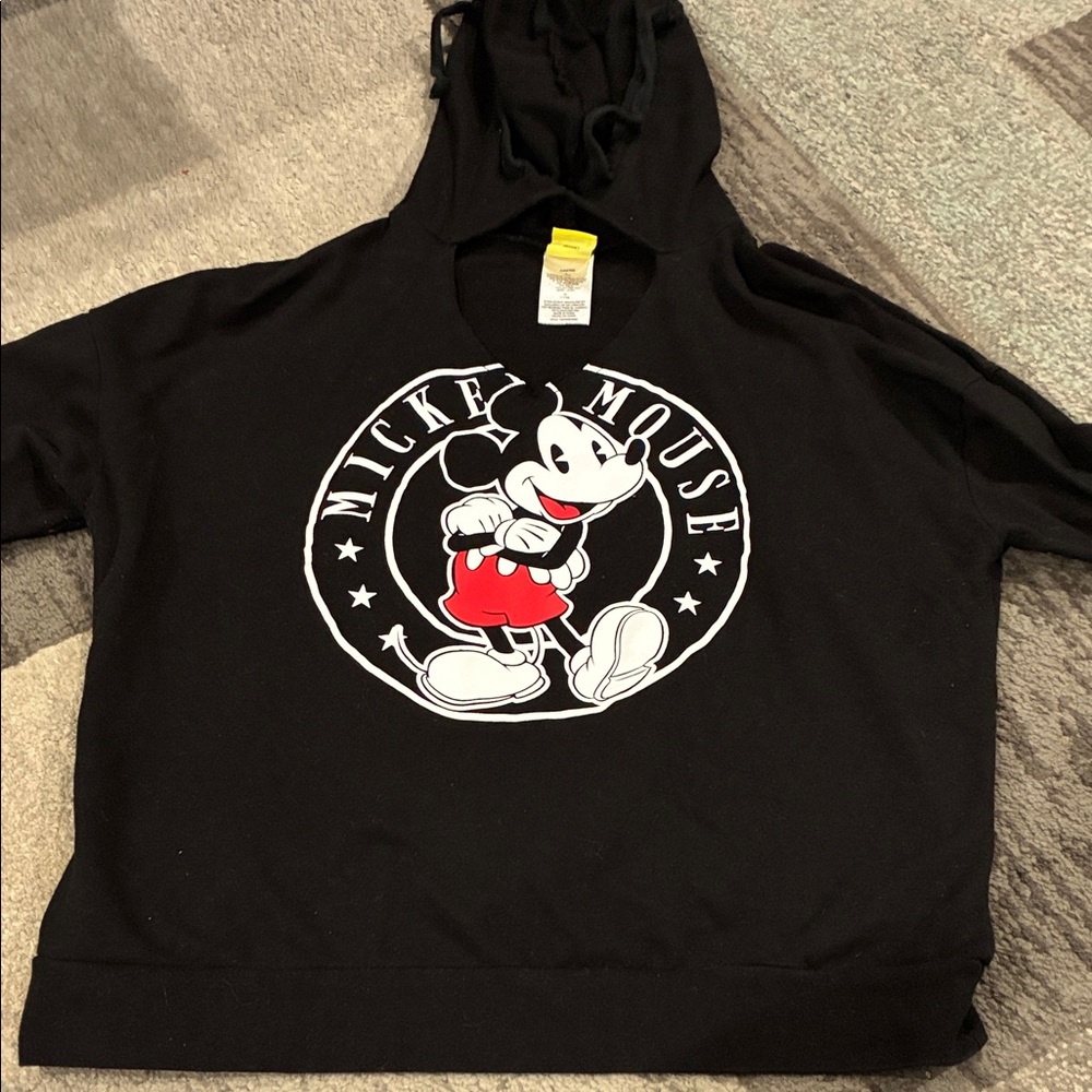 Black Hoodie with Mickey Mouse Graphic  - thin hoodie